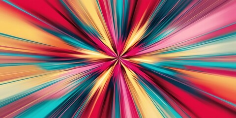 Fototapeta premium Vibrant abstract radial burst with multicolored streaks creating a dynamic explosion effect, perfect for energetic backgrounds, motion concepts, and artistic digital designs 