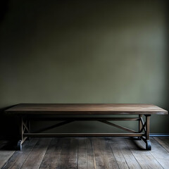 Dark Wood Table Rustic Interior Illustration