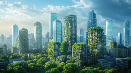 Fototapeta premium Eco-Friendly Metropolis: A Vision of Sustainable Urban Living