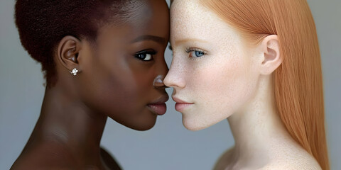 3D Illustration - Diverse Women Face to Face