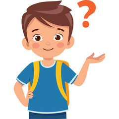 Portrait of a boy with a thinking gesture