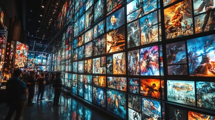 Comic Con Trailers Display on Large Screen Wall