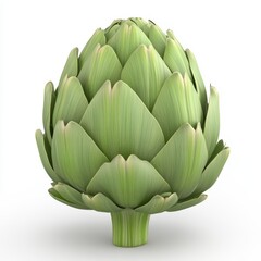 Obraz premium Close Up Pale Green Artichoke on White Background