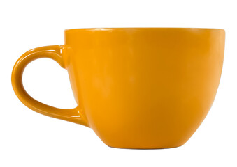 yellow cup isolated on white background