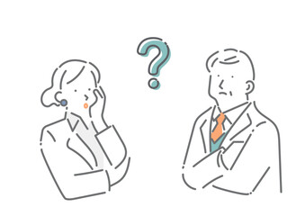 ミドル世代のビジネスパーソン　シンプルでお洒落な線画イラスト