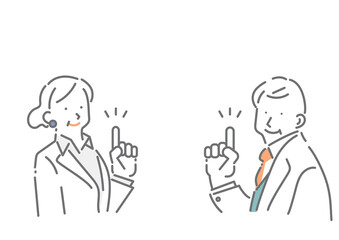 ミドル世代のビジネスパーソン　シンプルでお洒落な線画イラスト