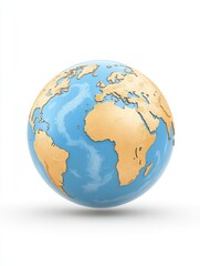 Fototapeta premium Pixelated Earth Globe on White Background