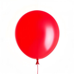 A shiny red helium balloon floating, tied with a thin string, isolated on white. Generative AI