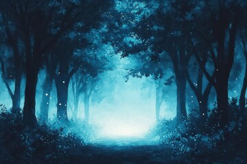 Obraz premium Pixelated Forest Path Glowing Light