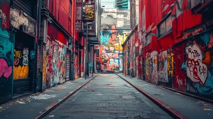 Vibrant Graffiti Alleyway Urban Art and Architecture