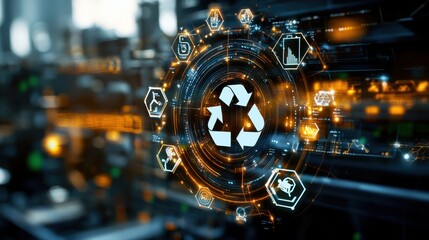 Fototapeta premium Futuristic Infographic Displaying Circular Economy Concepts and Data