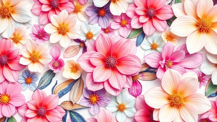 Obraz premium Pastel Bloom Rhapsody: A Digital Floral Symphony