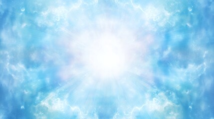 Obraz premium Abstract Celestial Light Background: Soft Blue Clouds and Radiant Glow