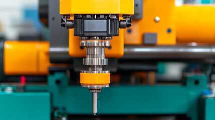 High-pressure plastic injection machine operation in industrial facility machinery close-up engineering environment technical process