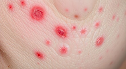 Facial Skin with Red Spots Close-Up