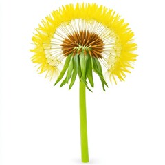 Fototapeta premium Detailed Close up of Dandelion Seed Head Against White Background