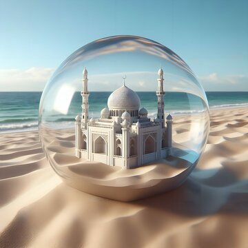 The mosque inside transparent ball