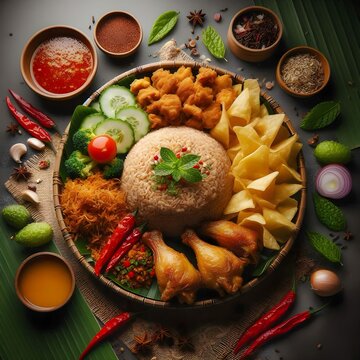 A delicious rice with variety of dish