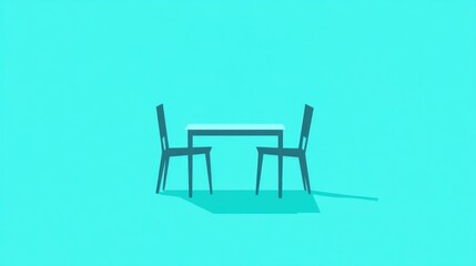 Fototapeta premium Simple Dining Set on Teal Background