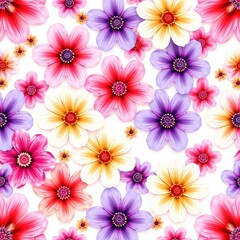 Fototapeta premium Soft and Serene: Repeating Pastel Flowers for a Tranquil Aesthetic