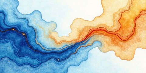 Obraz premium Abstract Watercolor Painting of Swirling Hues and Organic Forms, Evoking a Sense of Movement and Flow