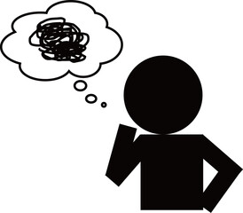 がっかりや失敗、考えている、悩んでいる人のアイコンです