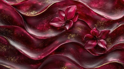 Abstract burgundy floral pattern background, suitable for wallpaper or surface design