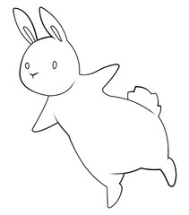 Cute white rabbit. Cartoon character. Outline. Coloring page. Hand drawing. Easter illustration.