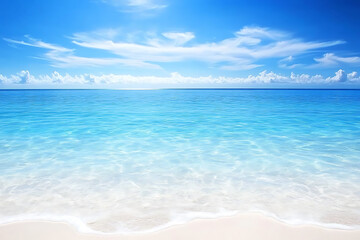 Fototapeta premium Tranquil ocean waves tropical beach scenic landscape serene environment wide-angle view nature's beauty