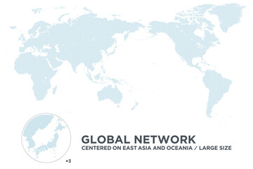 東アジア・オセアニアを中心とした、ドットの世界地図。　大サイズ © goleiro35