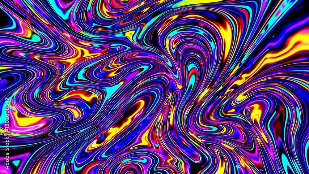Poster colorful abstract swirl pattern in neon hues, dynamic energy. psychedelic art concept