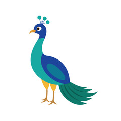 Obraz premium Colorful Cartoon Peacock Illustration