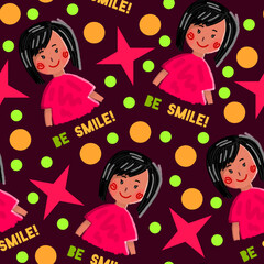 seamless pattern with girls