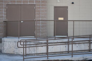 Emergency exit on back of local theatre. Large accessible ramp.