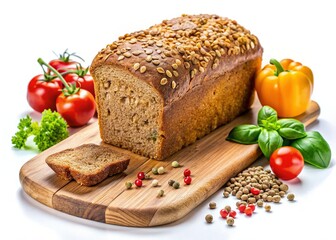 Delicious Homemade Gluten-Free Buckwheat Bread on Rustic Wooden Board