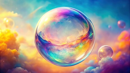 Fototapeta premium Dreamy Pastel Soap Bubble Background - Soft Texture, Colorful Floating Sphere
