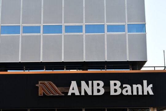 ANB Bank. Modern building with large sign.