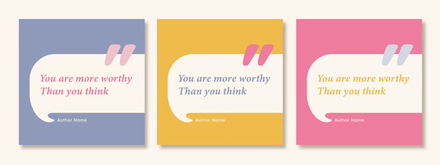 Minimalist Speech Bubble Quote Template – Aesthetic Pastel Style for Social Media, Motivational Typography, and Posters. Pink, Purple, Blue.