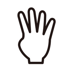 4本指のハンドサインのイラスト