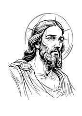 Jesus Christ – Black and White Religious Portrait Illustration