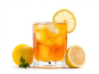 A Chilled Whiskey Lemon Cocktail: A Refreshing Drink Glimmering with Ice and Vibrant Colors, Perfect for Quenching Your Thirst.