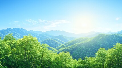 Obraz premium Bright Sunny Day Lush Green Mountain Landscape