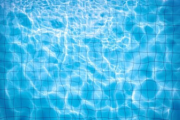 Fototapeta na wymiar Swimming pool bottom caustics ripple and flow with waves background. Summer background. Texture of water surface. Overhead view. Vector illustration background