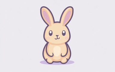 Adorable Tan Pixel Art Bunny Rabbit on Light Purple Background