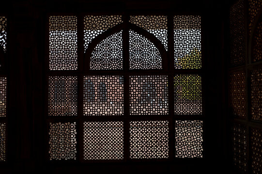 Agra , India - 2 January 2025 Hand carved white marble lattice window of the Tomb of Sheikh Salim Chishtiat Fatehpur Sikri in Agra  Uttar Pradesh  India Asia, South Asia