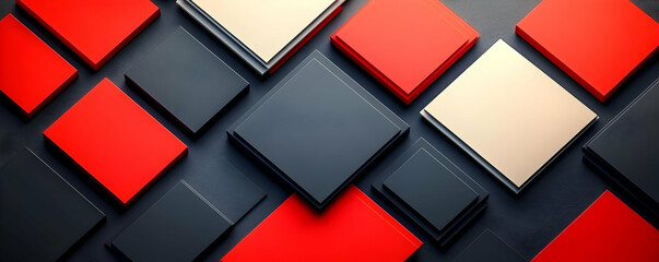 Red, white, black squares pattern, abstract background, design
