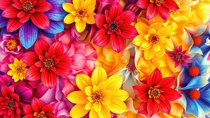 Kaleidoscopic Tapestry: Artistic Floral Pattern in Bold Colors