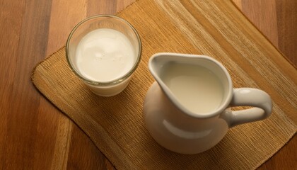 大きなカップに入った牛乳