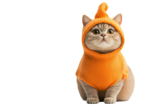Adorable Chubby Cat Dressed as a Pumpkin: A Playful and Charming Autumn Delight that Perfectly Embodies Fall Fun and Cuteness in One Irresistible Package!