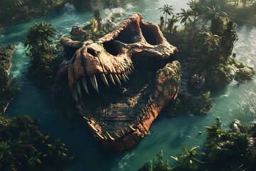 Giant Dinosaur Skull Island Battle Map Game